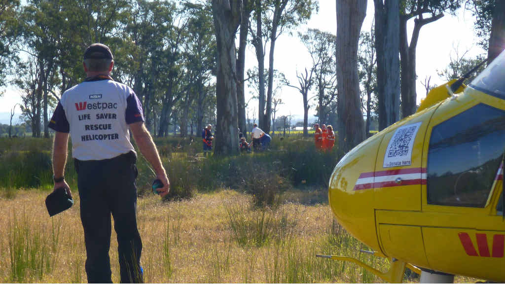 WESTPAC Life Saver Rescue Helicopter was tasked to Ulmarra yesterday afternoon where a bird watcher fell approximately 6 metres out of a tree. The man suffered suspected pelvic and internal injuries and was airlifted to Lismore Base Hospital in a stable condition. WESTPAC Life Saver Rescue Helicopter was tasked to Ulmarra yesterday afternoon where a bird watcher fell approximately 6 metres out of a tree. The man suffered suspected pelvic and internal injuries and was airlifted to Lismore Base Hospital in a stable condition.